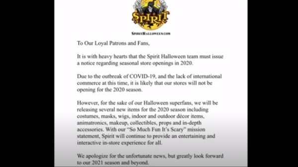 spirit halloween opening 2020 Did Spirit Halloween Announce It Would Not Open Stores In 2020 Truth Or Fiction spirit halloween opening 2020