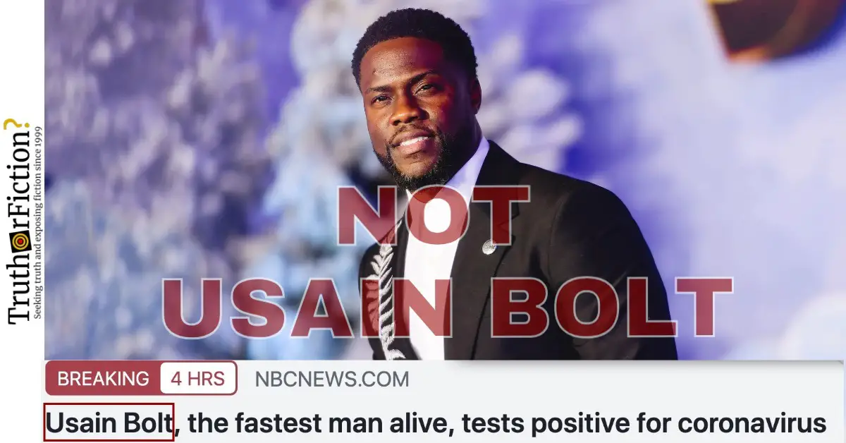 NBC News Article About Usain Bolt Testing Positive for Coronavirus Displays Photograph of Kevin Hart