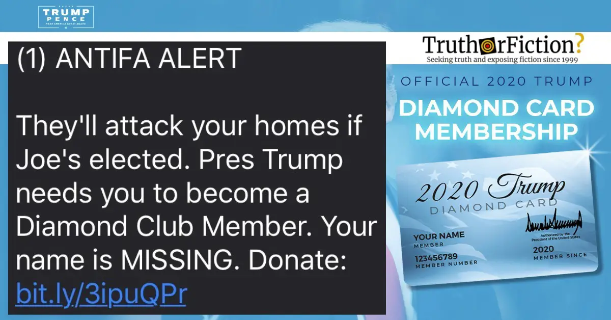 Trump Campaign ‘Antifa Alert’ Diamond Club Text Message