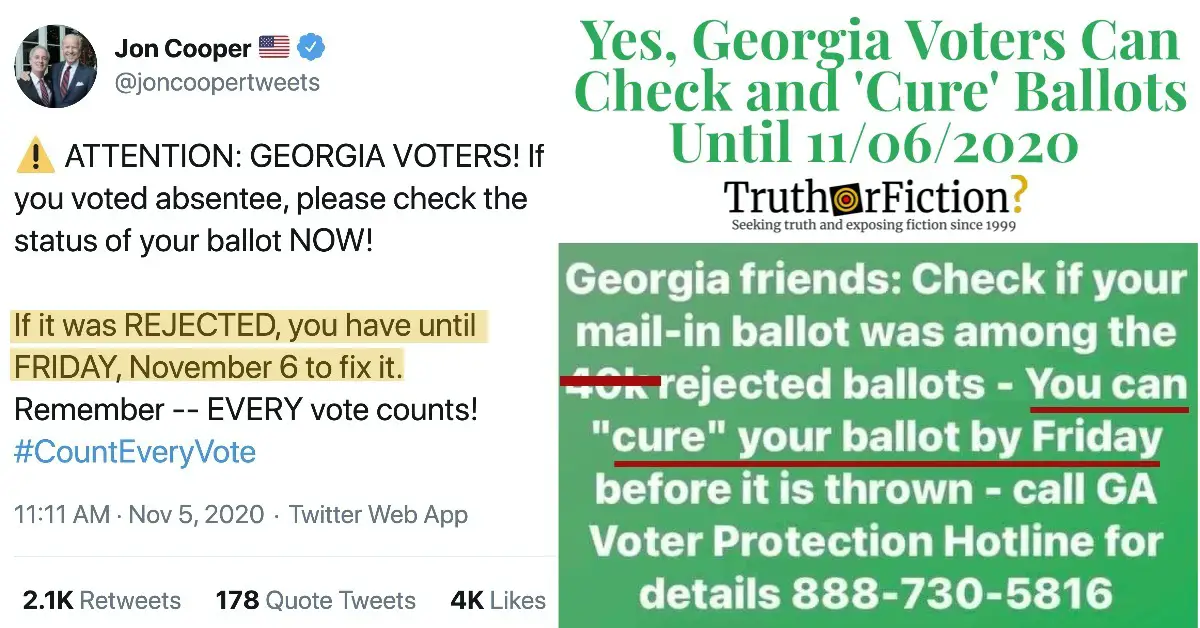 Can Georgia Voters Check and ‘Cure’ Rejected Ballots Before November 6 2020?