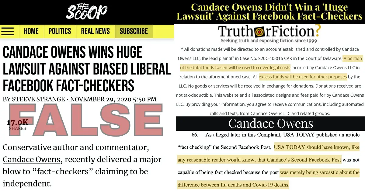 Did Candace Owens Win a Huge Lawsuit Against Facebook Fact-Checkers?