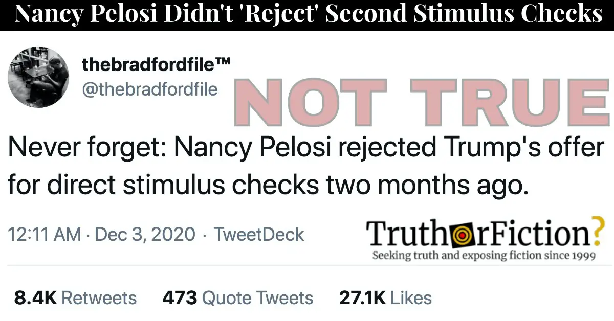 ‘Never Forget: Nancy Pelosi Rejected Trump’s Offer for Direct Stimulus Checks Two Months Ago’