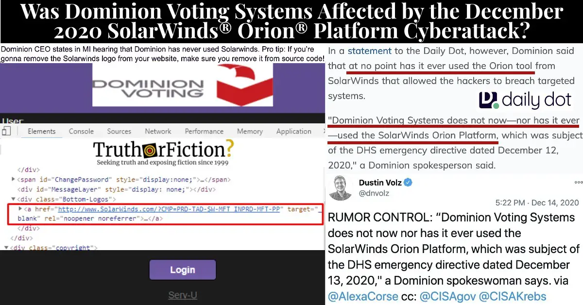 Dominion Voting Systems and the SolarWinds Vulnerability, Explained