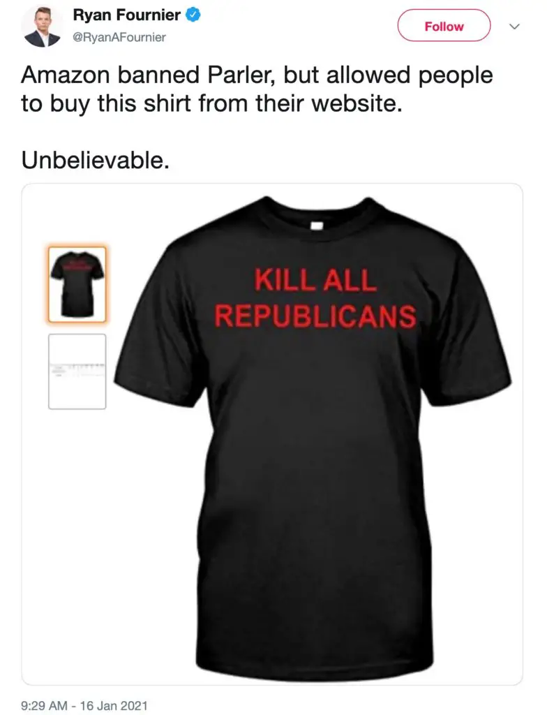 amazon kill all republicans parler