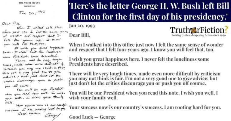 ‘Here’s the Letter George H. W. Bush Left Bill Clinton for the First ...