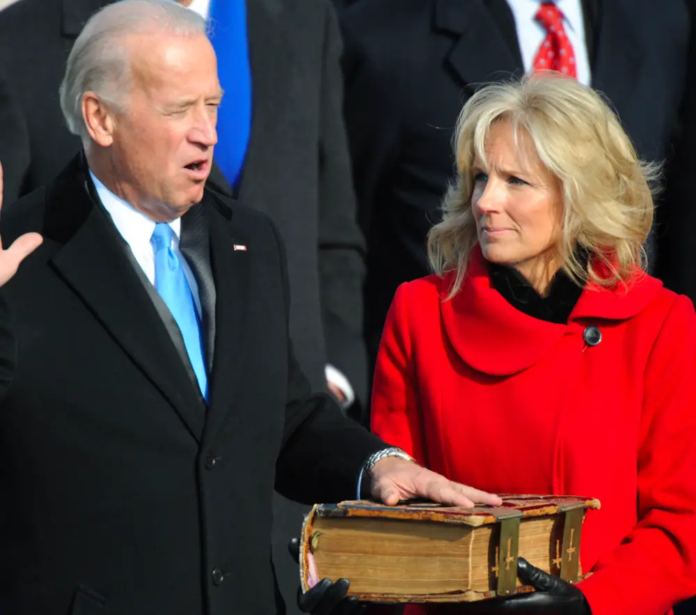 biden swearing in upside down crosses