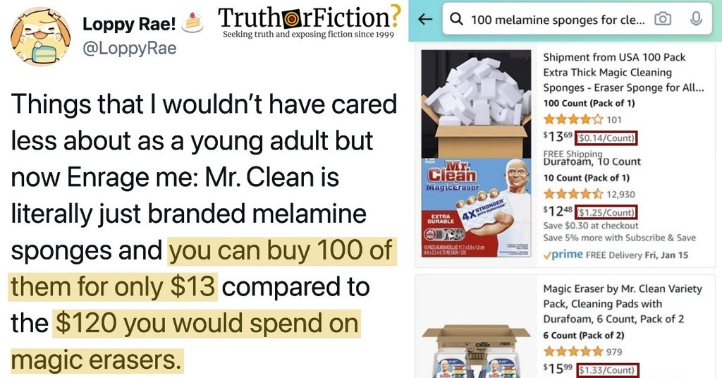 ‘Mr. Clean is Literally Just Branded Melamine Sponges and You Can Buy 100 of Them for Only $13’