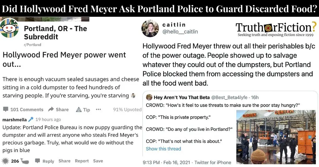‘Hollywood Fred Meyer Threw Out All Perishables in Power Outage, Portland Police Blocked People From Accessing the Dumpsters and All the Food Went Bad’