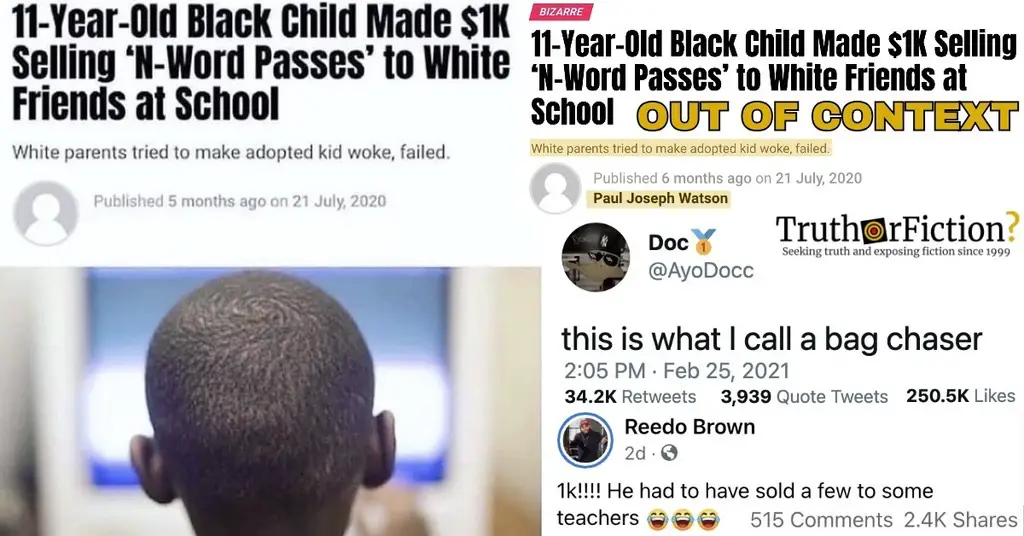 About That ’11-Year-Old Made $1K Selling N-Word Passes to White Friends at School’ Screenshot
