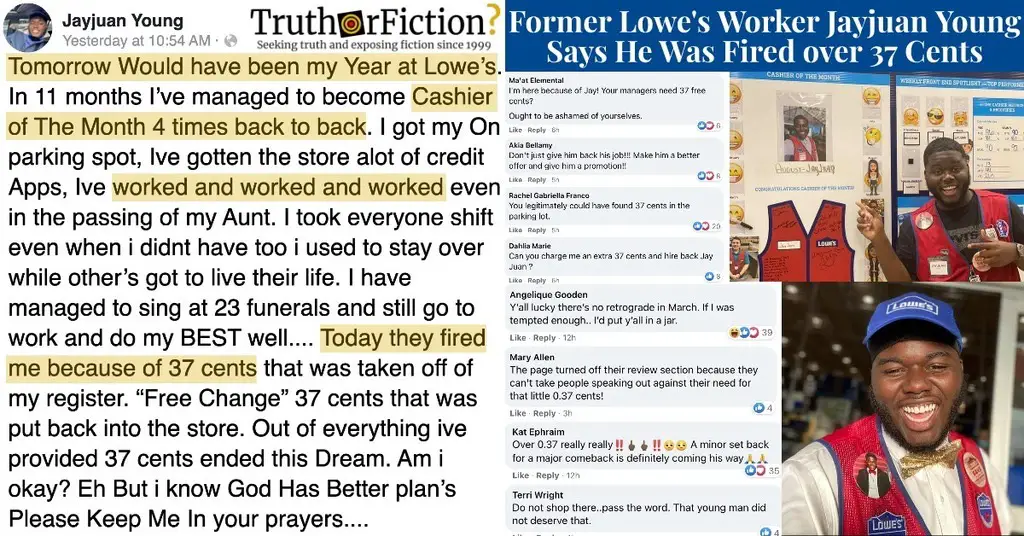 Former Lowe’s Employee Jayjuan Young Says He Was Fired Over 37 Cents