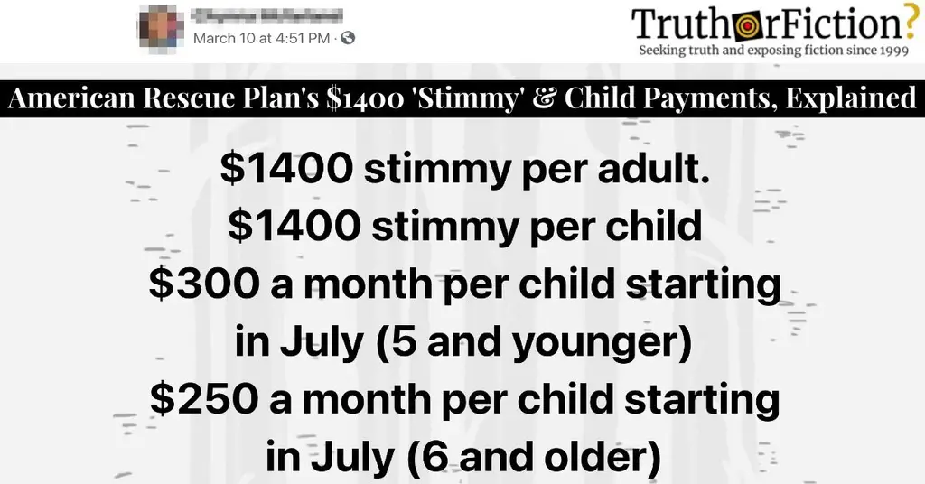 $1400 ‘Stimmy’ Per Adult and Child, $250 or $300 a Month Per Child?