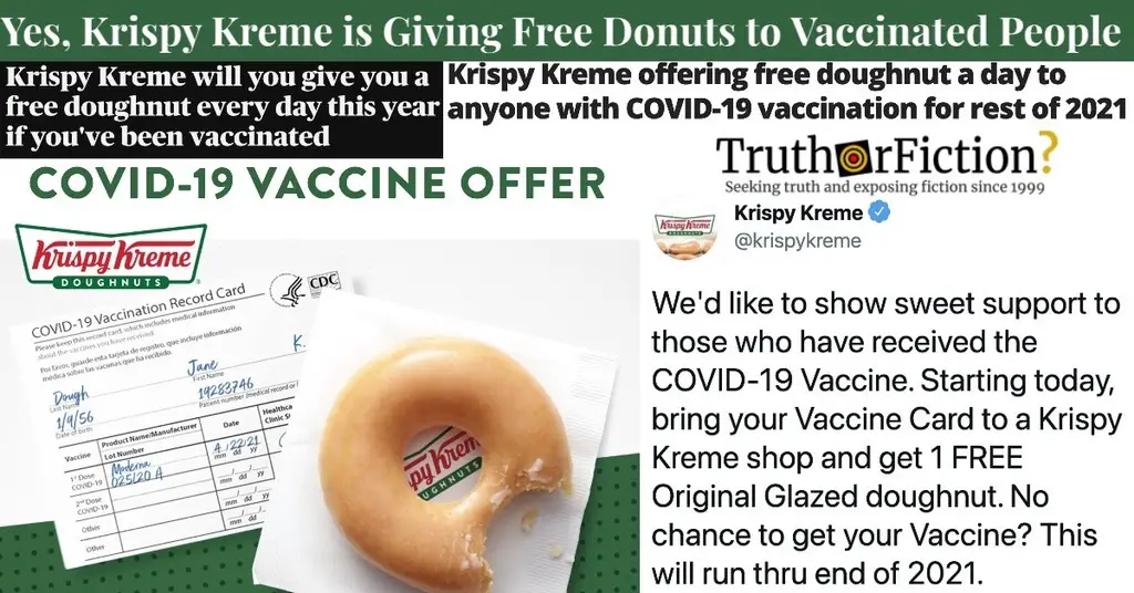 Yes, Krispy Kreme Is Giving Free Donuts to Vaccinated People in 2021