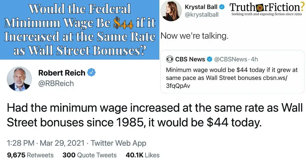 ‘Minimum Wage Would Be $44 [in 2021] If It Grew at the Same Pace as Wall Street Bonuses’