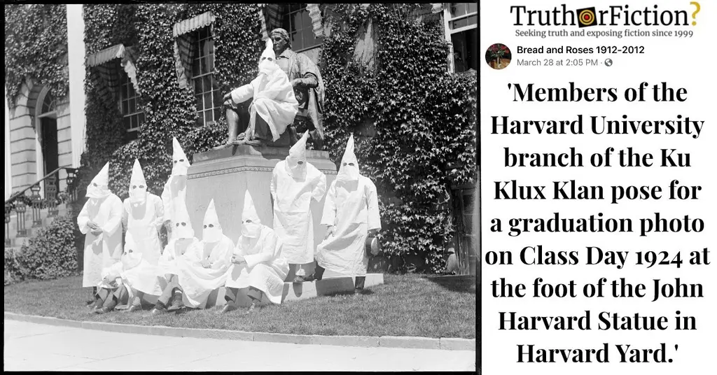 ‘Harvard University Branch of the Ku Klux Klan’ in 1924