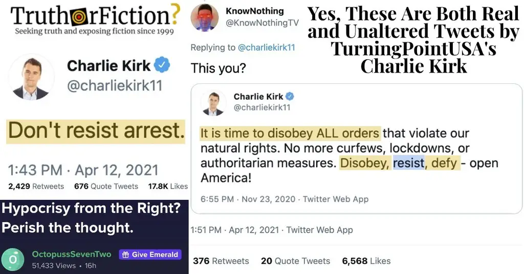 Charlie Kirk Has Dueling Opinions on ‘Resist’ and ‘Disobey’