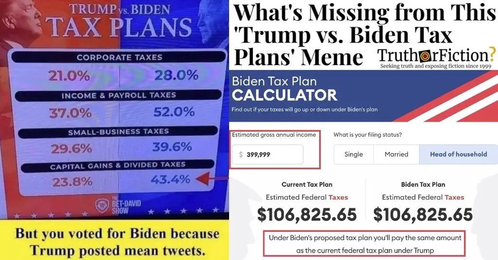 ‘Trump Versus Biden Tax Plans’ Meme