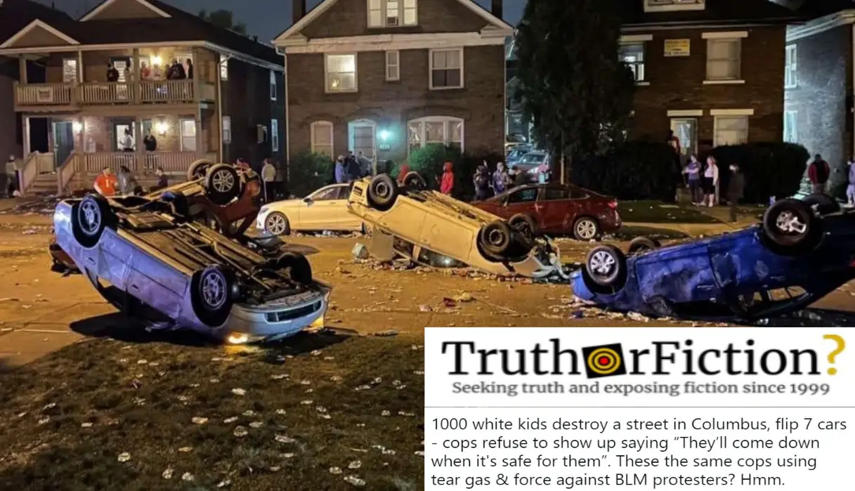Did Columbus Police Not Arrest Anyone After a College ‘Party’ That Left Cars Overturned?