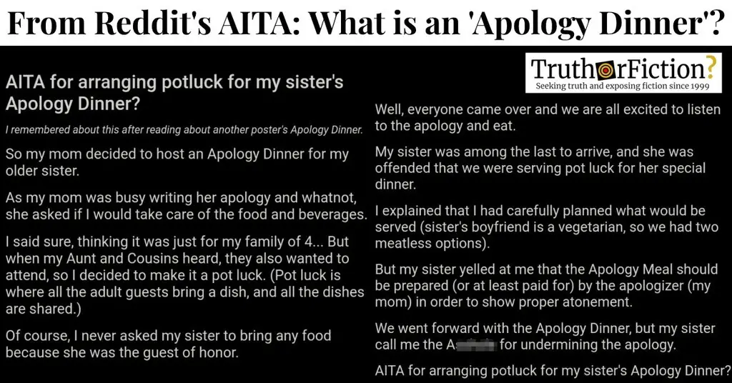 What is an ‘Apology Dinner’?