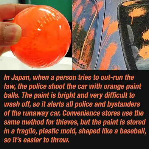 police in japan orange paint balls