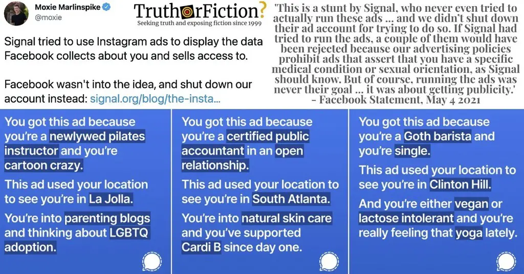 Signal Says Facebook Banned ‘Transparent’ Ads, Facebook Issues Denial