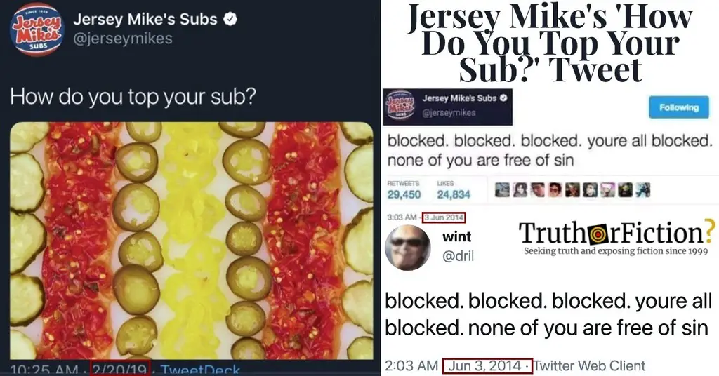 Jersey Mike’s ‘How Do You Top Your Sub,’ ‘Blocked Blocked Blocked, None of You Are Free From Sin’ Tweets