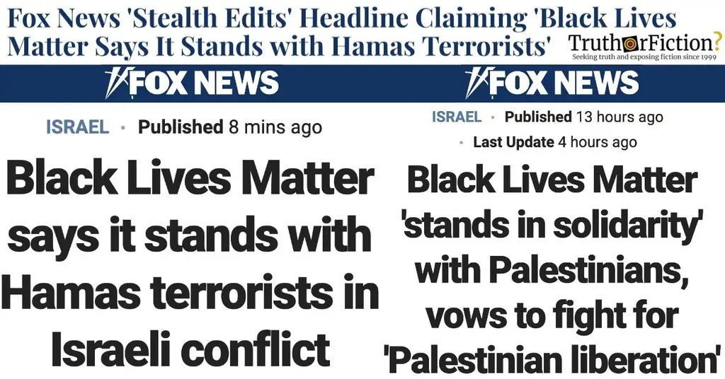 ‘Black Lives Matter Says It Stands with Hamas’ Fox News Stealth Edit