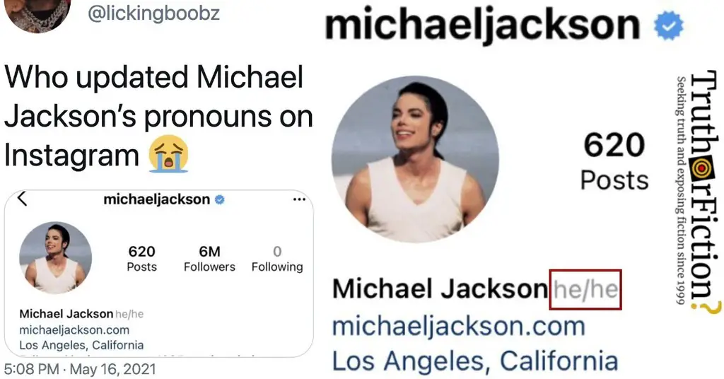 Michael Jackson’s Instagram Pronouns