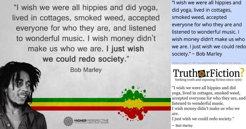 Bob Marley ‘I Wish We Were All Hippies’ Quote