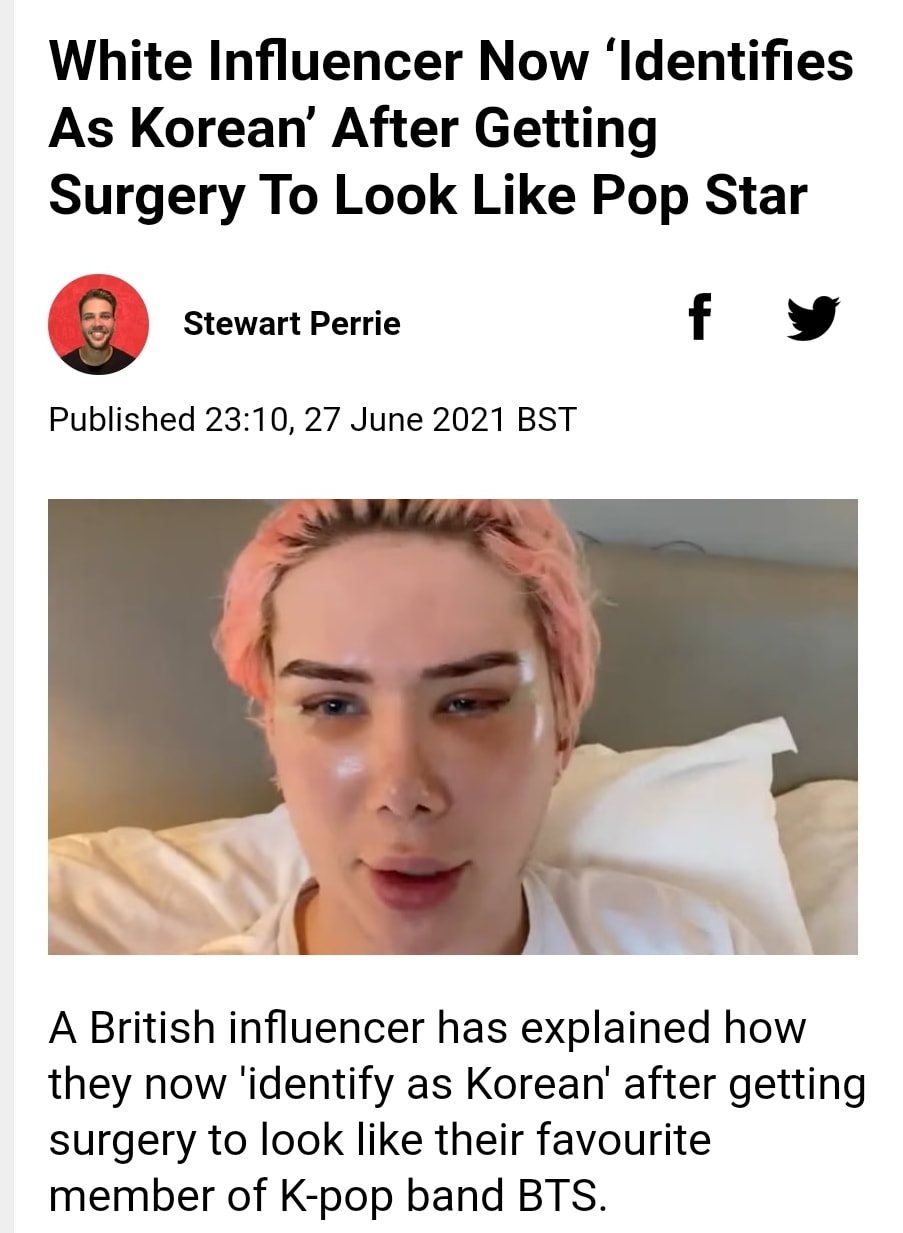 white influencer now identifies as korean