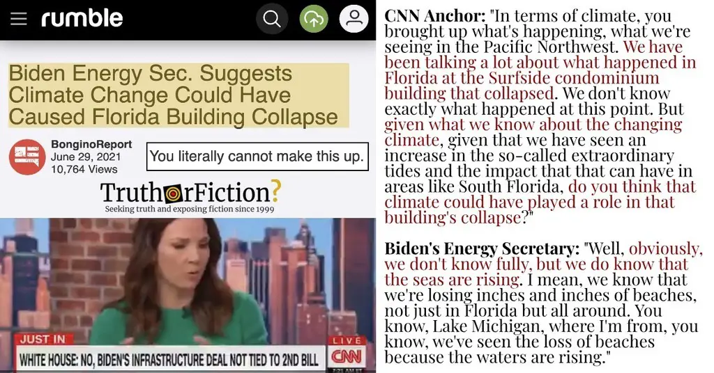 ‘Biden Energy Sec. Suggests Climate Change Could Have Caused Florida Building Collapse’