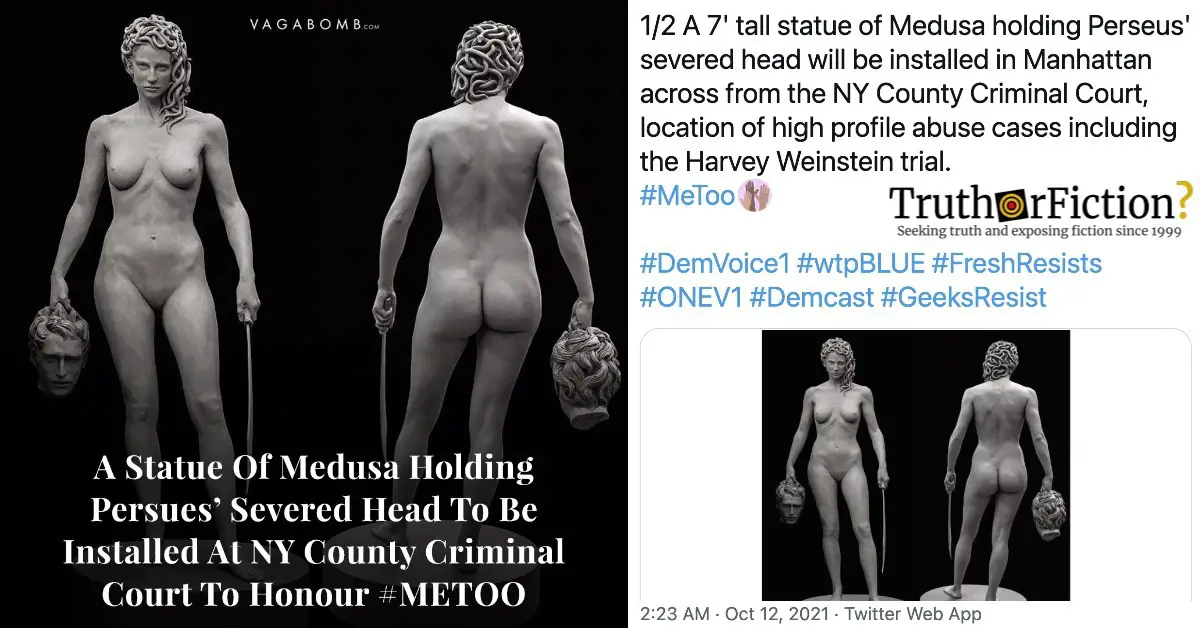 ‘A Statue of Medusa Holding Perseus’ Severed Head Will Be Installed in Manhattan Across from the NY County Criminal Court to Honor #MeToo’