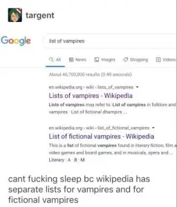 ‘Wikipedia Has Separate Lists For Vampires And Fictional Vampires ...