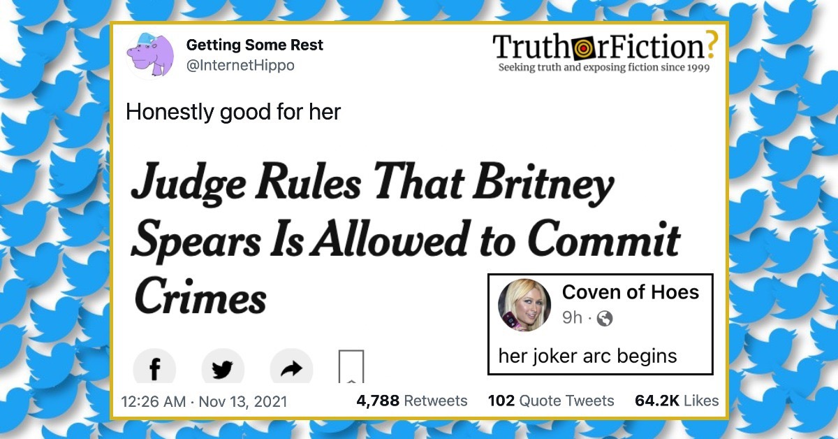‘Judge Rules That Britney Spears is Allowed to Commit Crimes’