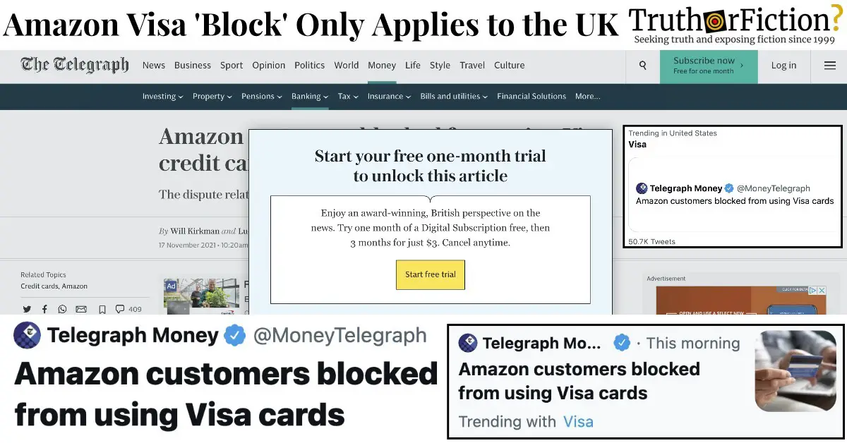 ‘Amazon Customers Blocked From Using Visa Cards’