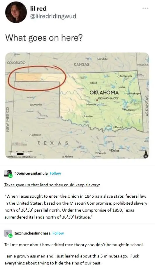 texas gave up land for slavery