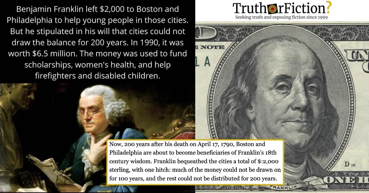 ‘Ben Franklin Left Money to Boston’