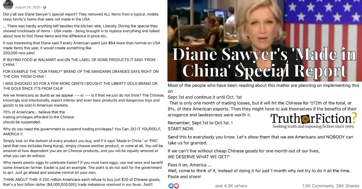 Diane Sawyer’s Special Report, ‘Made in China’