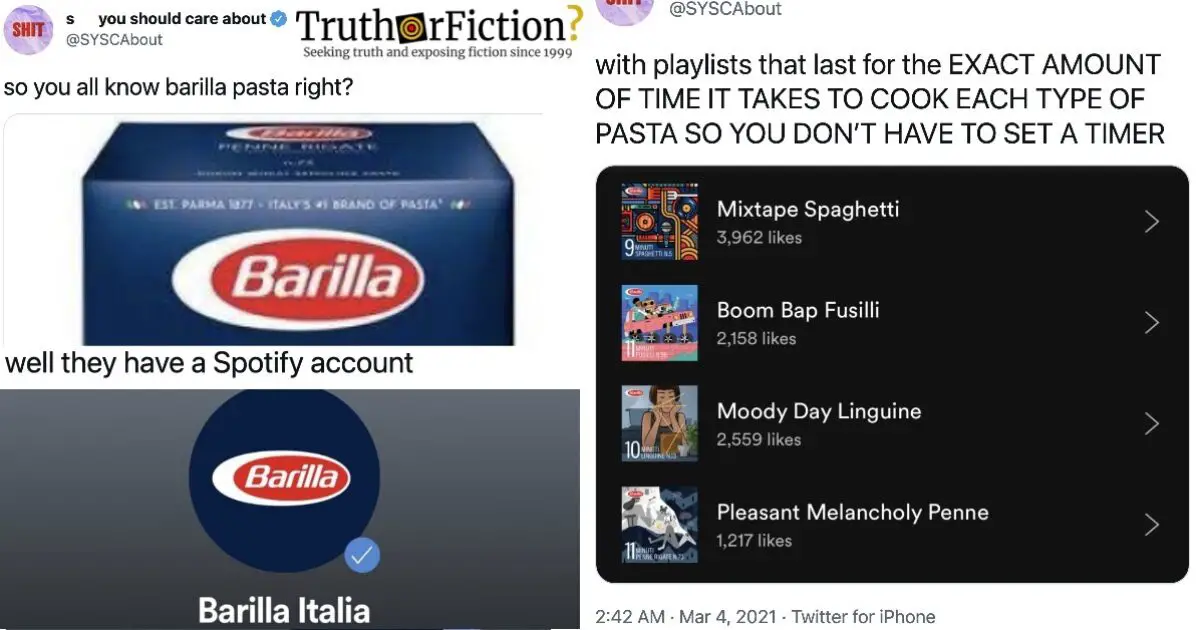 these barilla X spotify playlists tell you how long you should