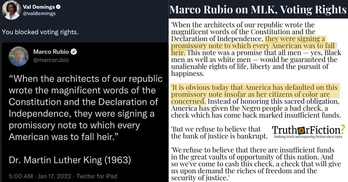 Sen. Marco Rubio’s MLK Quote Tweet