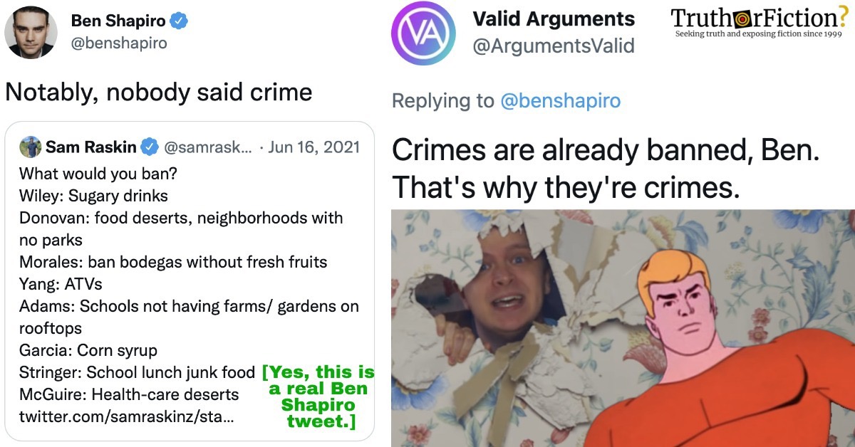 Ben Shapiro ‘Nobody Said Crime’ Tweet