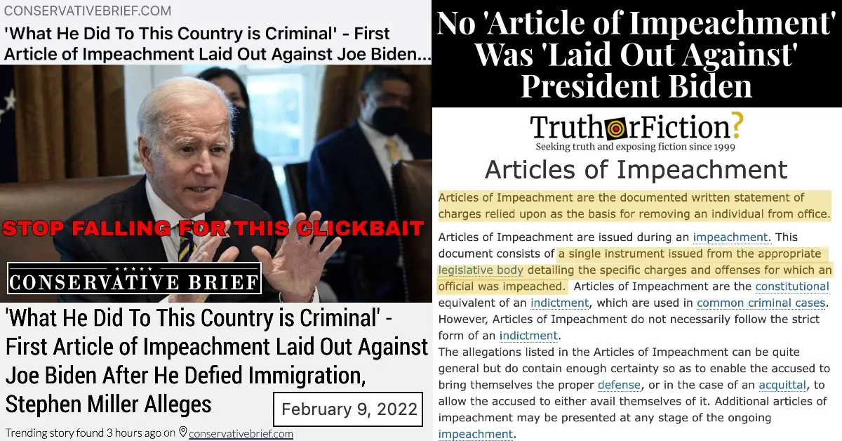 ‘First Article Of Impeachment Laid Out Against Joe Biden,’ February 2022 Headline
