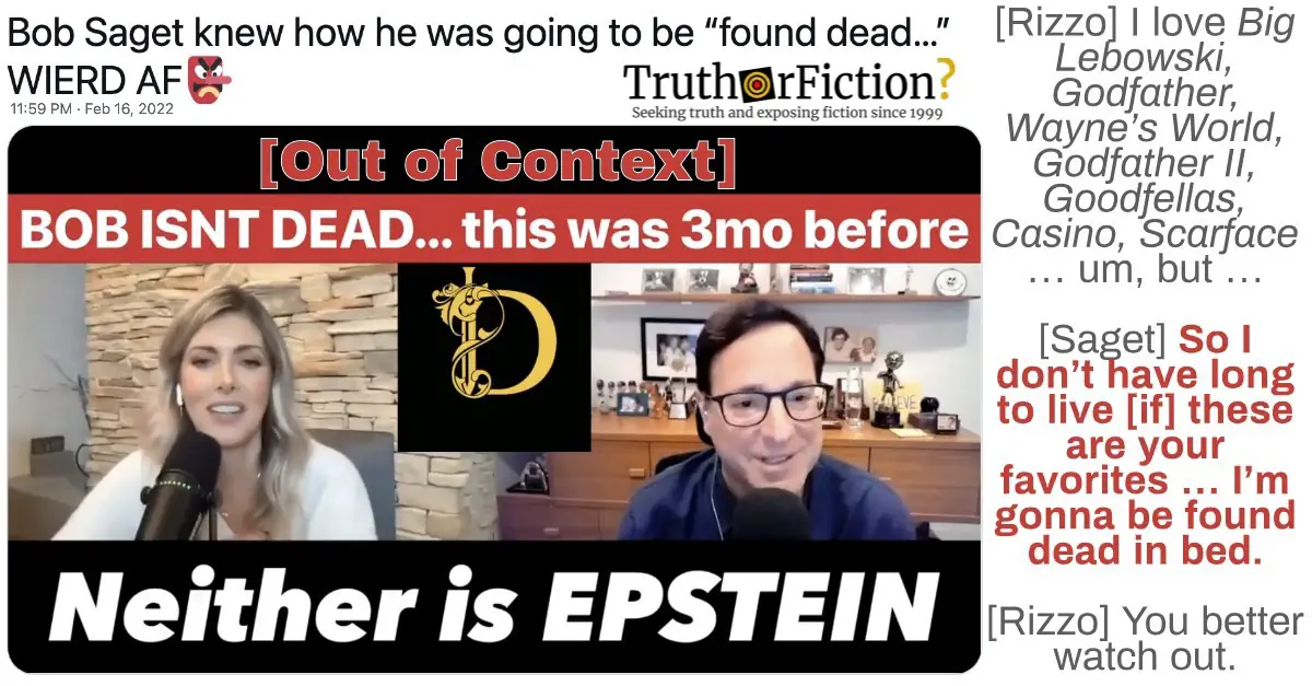 Bob Saget Predicted Death on His Podcast?