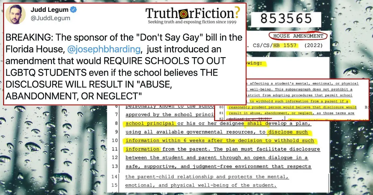Florida’s ‘Don’t Say Gay’ Bill Amendment Outing LGBT Kids