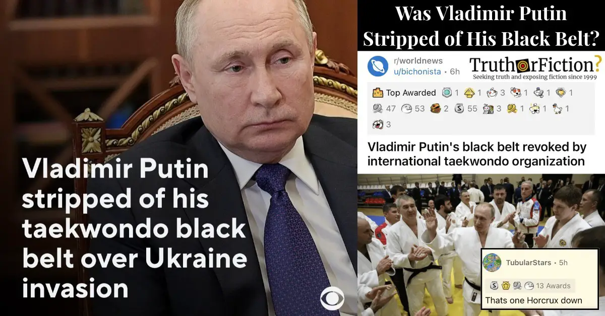 Putin ‘Stripped of Black Belt’