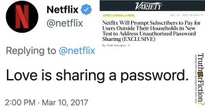Netflix ‘Love is Sharing a Password’ Tweet – Truth or Fiction?