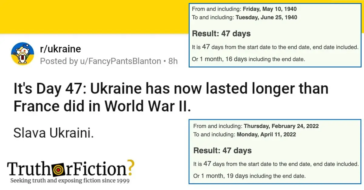 ‘It’s Day 47: Ukraine Has Now Lasted Longer Than France Did in World War II’