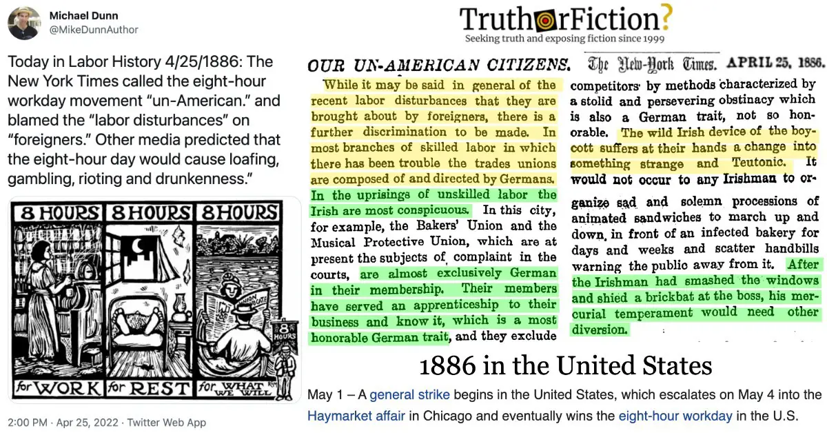 ‘ … 4/25/1886: The New York Times Called the Eight-Hour Workday Movement “Un-American”‘