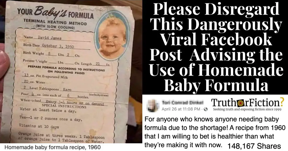 A ‘Homemade Baby Formula’ Recipe from 1960 is Viral — and Dangerous