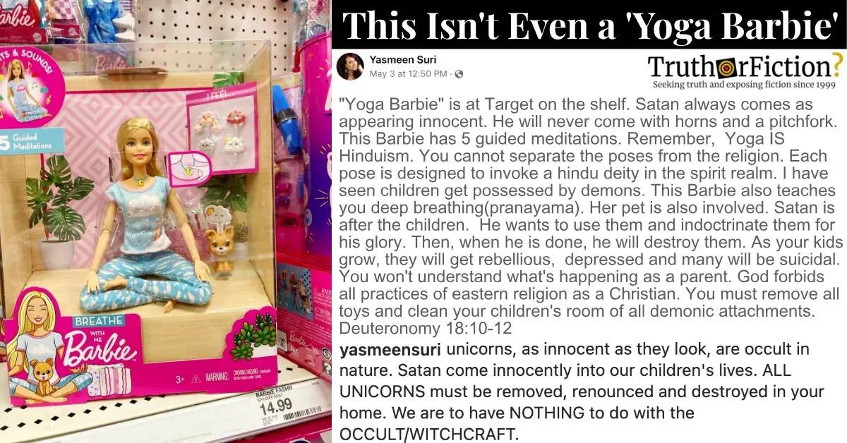 ‘Yoga Barbie’ Satanic Panic Facebook Post