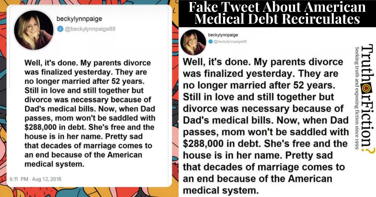Becky Lynn Paige ‘Parents Divorce Due to Medical Debt’ Tweet